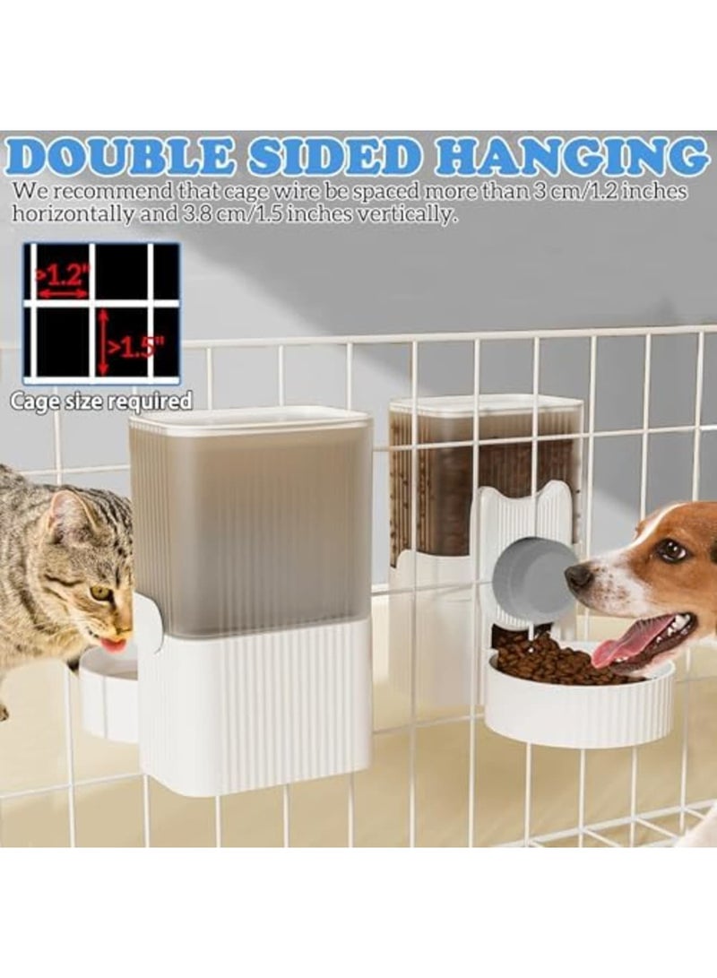 مجموعة مغذي الأرانب الجاذبية الأوتوماتيكي، 35 أونصة موزع طعام وماء معلق لقفص الحيوانات الأليفة، إعادة تعبئة ذاتية للأرانب، الشينشيلا، القنافذ، الفيرت، الجراء، والقطط (رمادي) - Image 2